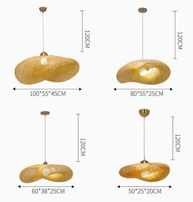 ঝুলন্ত ল্যাম্প বাঁশ নেতৃত্বাধীন সিলিং লাইট রটান দুল আলো