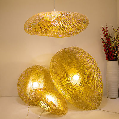 ঝুলন্ত ল্যাম্প বাঁশ নেতৃত্বাধীন সিলিং লাইট রটান দুল আলো