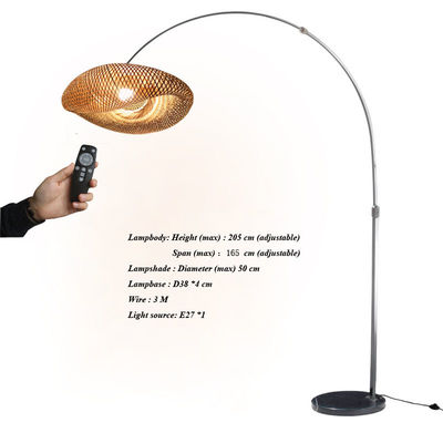 ডিমমেবল LED রটান বাঁশ হালকা ছায়া Wicker সুইচ নিয়ন্ত্রণ