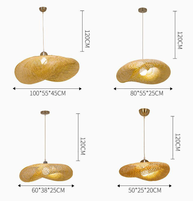 ঝুলন্ত ল্যাম্প বাঁশ নেতৃত্বাধীন সিলিং লাইট রটান দুল আলো